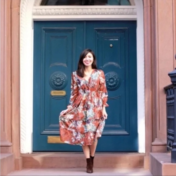 Anthropologie Hemant & Nandita Zeri Tiered Floral Ruffle Dress Size 10 - Picture 2 of 15